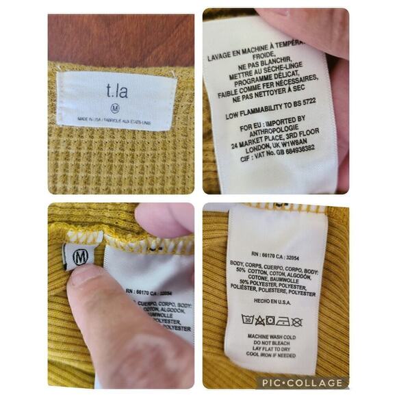 Anthropologie T. la Women's Waffle Knit Tunic Top Sz Medium Boho Relaxed Thermal - Picture 9 of 12